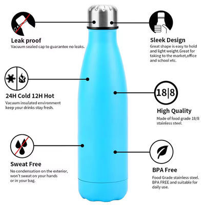 Warm verkoop 500 ml roestvrij staal geïsoleerde vacuüm waterfles Custom staalfles
