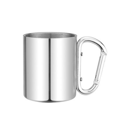 220ml - van het de Muurroestvrije staal van 400ml Dubbele de Koffiemok met Carabiner-Handvat